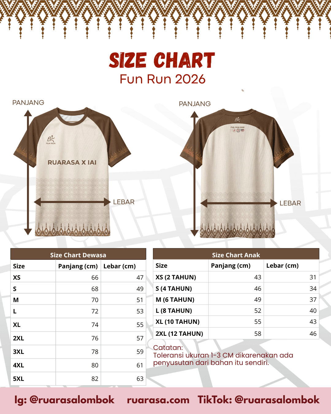 Size Chart Official Jersey Fun Run 2026